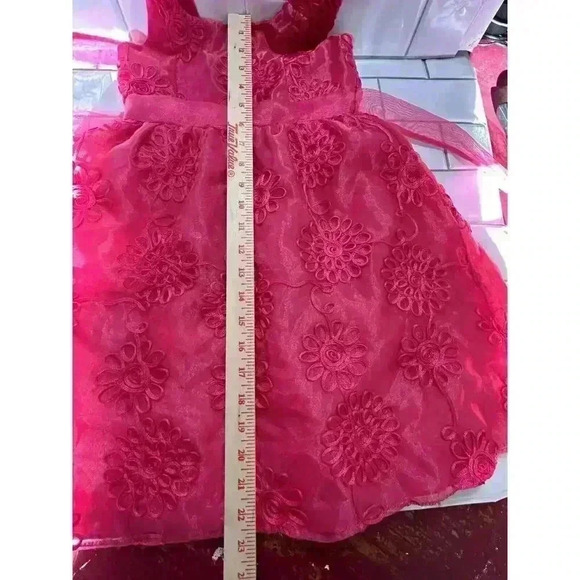Rare Editions Hot Pink Tulle Size 7 Formal Dress Flower Girl Wedding Dress Up - Picture 9 of 9